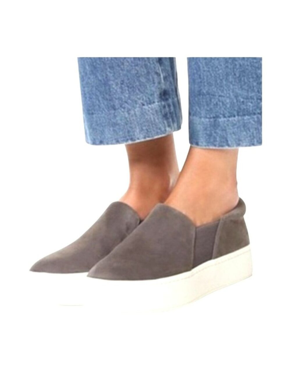 Vince Warren Suede Slip-On Platform Sneakers Womens 8.5 Gray